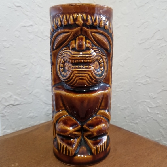 Orchids of Hawaii Vintage Brown Tiki Cocktail Mug - Picture 1 of 8